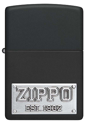 Зажигалка ZIPPO License Plate с покрытием Black Matte, латунь/сталь, черная, 38x13x57 мм