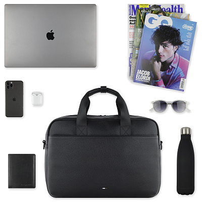 Портфель мужской BUGATTI Rico, черный, полиуретан, 40 x 10 x 28,5 см