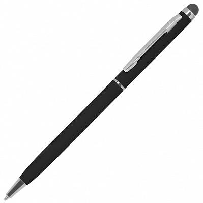 Ручка шариковая со стилусом TOUCHWRITER SOFT, покрытие soft touch (Черный, серебристый)