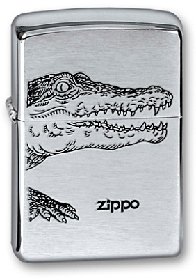 Зажигалка ZIPPO Alligator, с покрытием Brushed Chrome, латунь/сталь, серебристая, 38x13x57 мм (Серебристый)