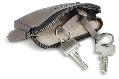 Ключница BUGATTI Bella, бежевая, воловья кожа/полиэстер, 12х1,5х7 см