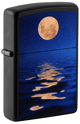 Зажигалка ZIPPO Moon Sunset с покрытием Black Light, латунь/сталь, чёрная, матовая, 38x13x57 мм