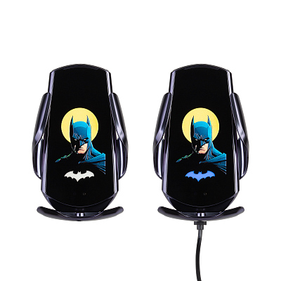 Автомобильное сенсорное беспроводное (15W) зарядное устройство "Titan" с набором переходников для магнитной зарядки, с подсветкой логотипа, черный