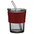 Стакан стеклянный с трубочкой и капхолдером Karamel, бордовый - Фото 1