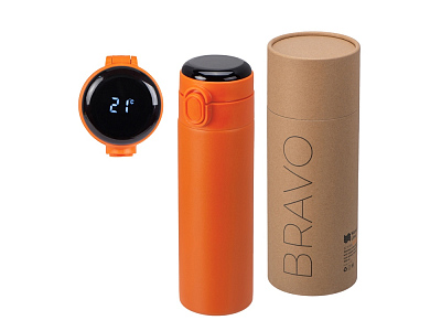 Вакуумная термокружка Waterline с медной изоляцией Bravo, 400 мл, тубус (Оранжевый)