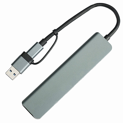 USB-хаб STEM 7 в 1 , алюминий (Серый)
