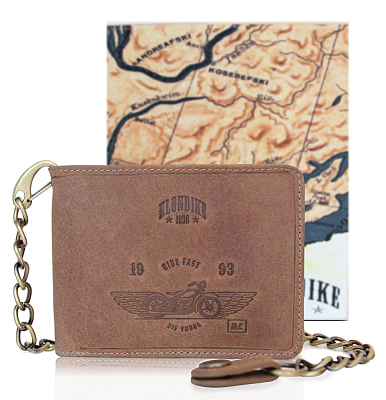 Бумажник KLONDIKE «Harry Bike», натуральная кожа в светло-коричневом цвете, 13 х 10 х 3 см
