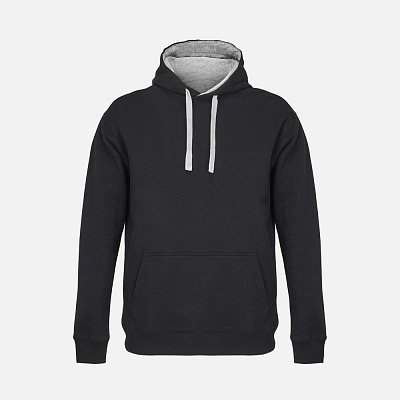 Худи унисекс Cameron, черное с серым меланжем (Серый)