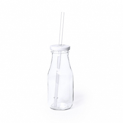 Бутылка ABALON с трубочкой, 320 мл (Прозрачный, белый)