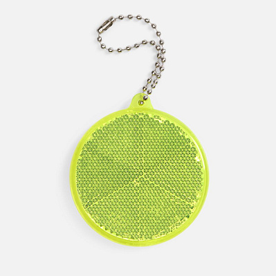 Пешеходный светоотражатель с цепочкой «Круг», неон-желтый (Желтый)