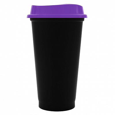 Стакан с крышкой Color Cap Black, черный с фиолетовым (Фиолетовый)