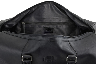Сумка дорожная KLONDIKE GOLD «Bill», натуральная кожа в черном цвете, 47 х 24 х 23 см