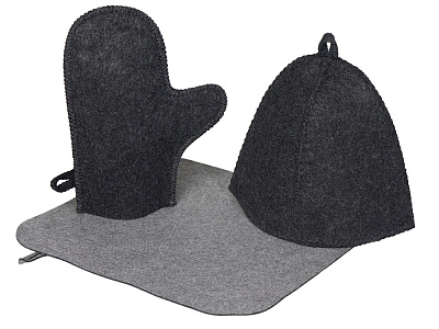 Банный набор из шапки, рукавицы и коврика Calm (Серый)