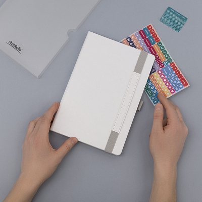 Ежедневник Galaxy недатированный, жесткая обложка, срез голограф. фольга, белый