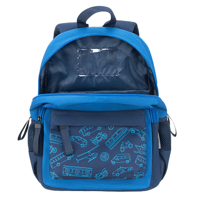 Рюкзак TORBER CLASS X Mini, синий с орнаментом, полиэстер 900D + Мешок для обуви в подарок!