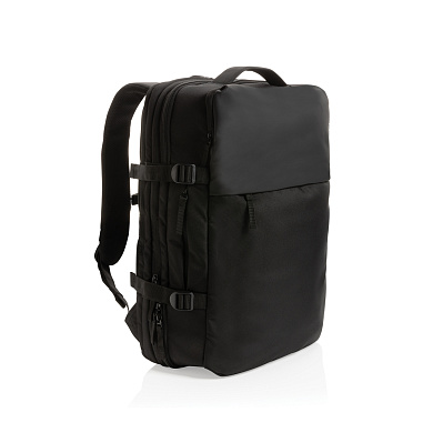 Рюкзак для путешествий Swiss Peak из rPET AWARE™ с регулируемым объемом, 15.6" (Черный;)