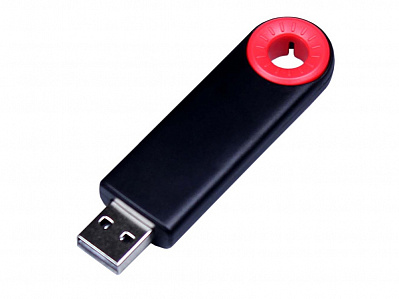 USB 3.0- флешка промо на 128 Гб прямоугольной формы, выдвижной механизм (Черный/красный)