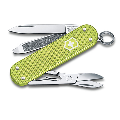 Нож-брелок VICTORINOX Classic SD Alox Colors "Lime Twist", 58 мм, 5 функций, светло-зелёный (Салатовый)