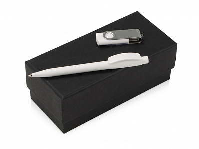 Подарочный набор Uma Memory с ручкой и флешкой (Белый, серебристый)