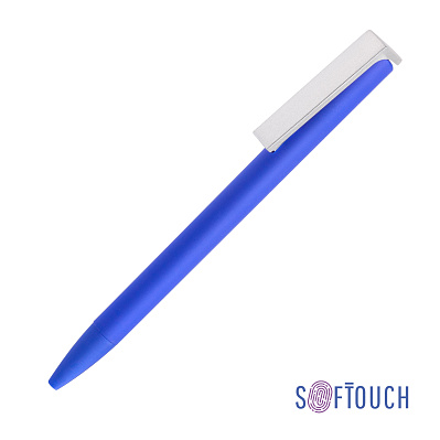 Ручка шариковая "Clive", синий, покрытие soft touch  (Синий с серебристым)