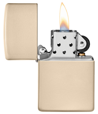 Зажигалка ZIPPO Classic с покрытием Flat Sand, латунь/сталь, бежевая, глянцевая, 38x13x57 мм