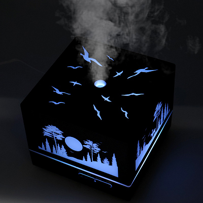 Светодиодный увлажнитель Wisdom с подсветкой гравировки, черный