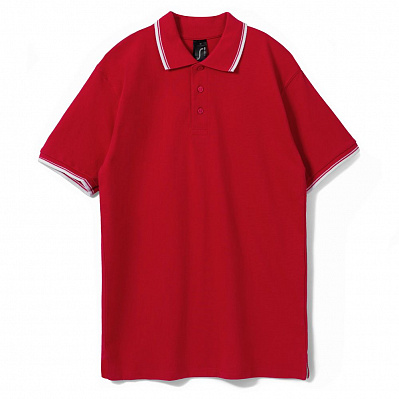 Рубашка поло мужская с контрастной отделкой Practice 270 /белый (Красный)