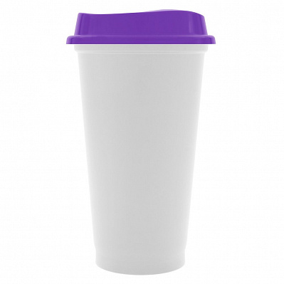 Стакан с крышкой Color Cap White, белый с фиолетовым (Фиолетовый)