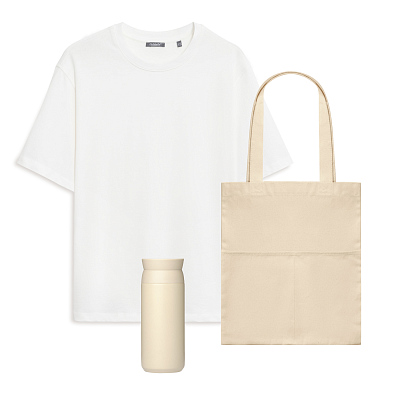 Набор с одеждой RUST (футболка, термобутылка, шоппер), белый/бежевый, XS/S (Белый, бежевый)