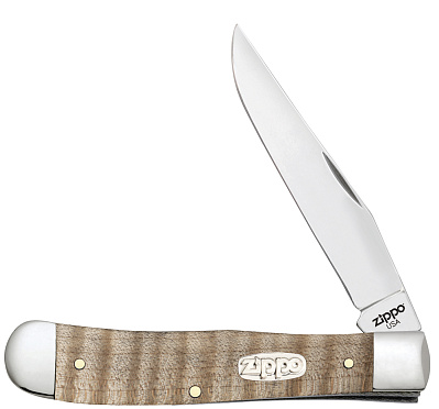 Нож перочинный ZIPPO Natural Curly Maple Wood Trapper 105 мм бежевый