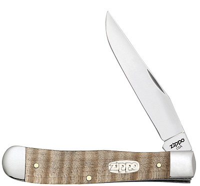 Нож перочинный ZIPPO Natural Curly Maple Wood Trapper, 105 мм, бежевый