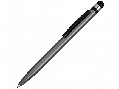 Ручка-стилус металлическая шариковая Poke (Серый/черный)