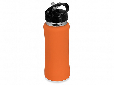 Бутылка спортивная из стали Коста-Рика, 600 мл (Оранжевый/черный/серебристый)