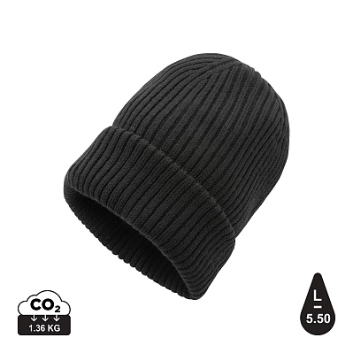 Вязаная шапка с отворотом Impact из Polylana® AWARE™ (Черный;)