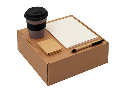 Набор Halm с блокнотом, ручкой и стаканом (Черный, бежевый, коричневый, серый)