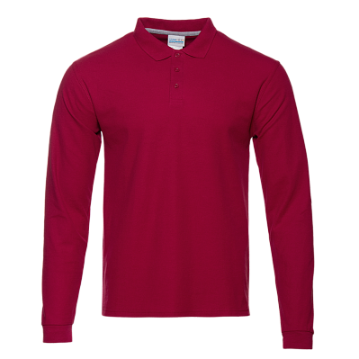 Рубашка поло мужская STAN длинный рукав хлопок/полиэстер 185, 104S (Бордовый)