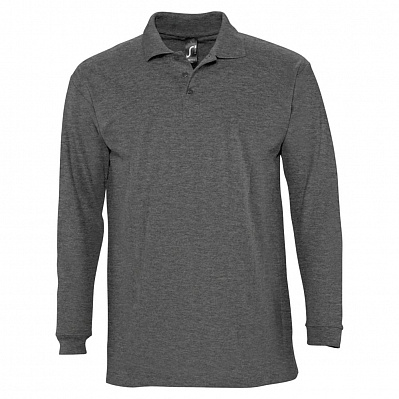 Рубашка поло мужская с длинным рукавом Winter II 210 черная (Черный)