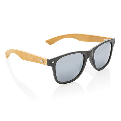 Солнцезащитные очки Wheat straw с бамбуковыми дужками (Черный;)