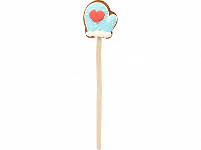 Печенье на палочке Варежка (Голубой/красный)
