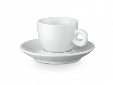 Керамическая чашка с блюдцем PRESSO (Белый)