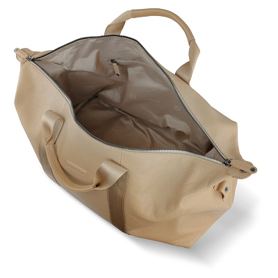 Сумка дорожная BUGATTI Elsa, песочного цвета, воловья кожа/полиэстер, 47х22х24/30 см