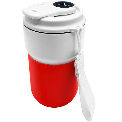 Термокружка вакуумная герметичная с дисплеем Clive To Go (Белый/красный) Термокружка вакуумная герметичная с дисплеем Clive To Go (Белый/красный)