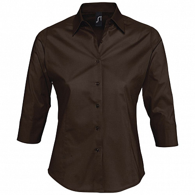 Рубашка женская с рукавом 3/4 Effect 140, темно-коричневая (Коричневый)