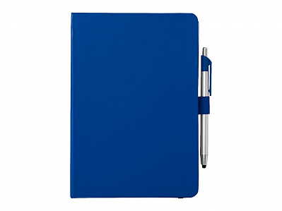 Блокнот A5 Crown с шариковой ручкой-стилусом (Синий, серебристый)