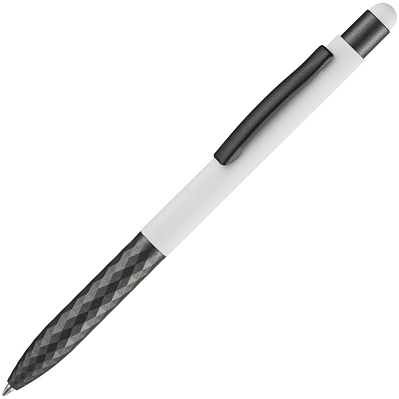 Ручка шариковая Digit Soft Touch со стилусом, белая (Белый)