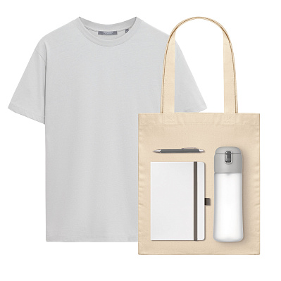 Набор с одеждой KRIS (футболка, бутылка, ежедневник, ручка, шоппер), белый, XL (Чёрный)