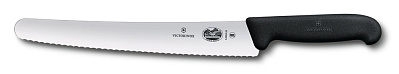 Нож для хлеба и выпечки VICTORINOX Fibrox, лезвие 26 см с волнистой кромкой, чёрный (Черный)