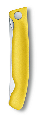 Нож для овощей VICTORINOX SwissClassic, складной, лезвие 11 см с волнистой кромкой, жёлтый