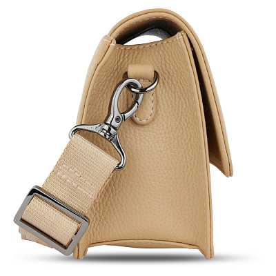 Сумка через плечо женская BUGATTI Elsa, песочного цвета, воловья кожа/полиэстер, 18,5х8,5х14,5 см