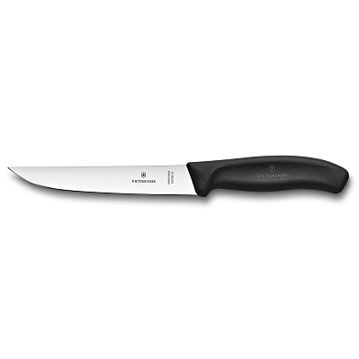 Нож разделочный VICTORINOX SwissClassic с узким прямым лезвием 15 см, чёрный (Черный)